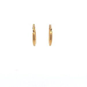 18K Gold Earrings Hoops Round Polished
